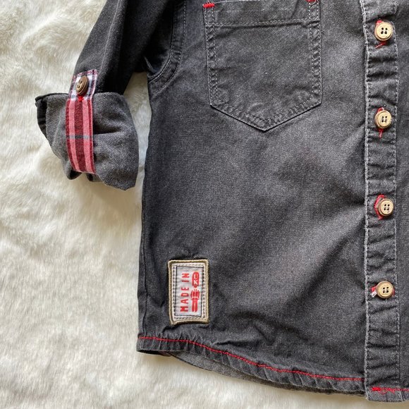 Tag Black Rock Music Pop Embroidered Button-down Shirt 100% Cotton Size 2T - Picture 6 of 7